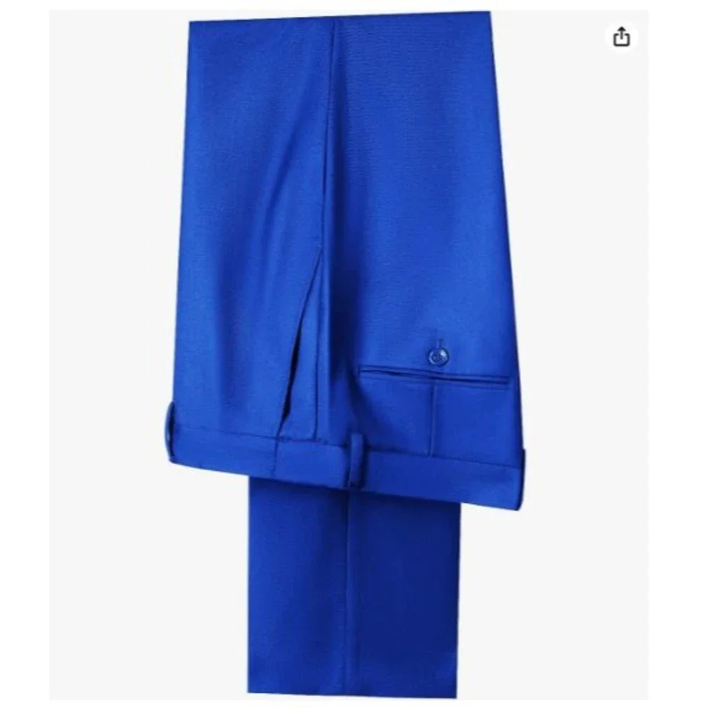 Suit Dress Pants For Men Slim Fit Large Blue Groomsmen Wedding Pant Waist Flat